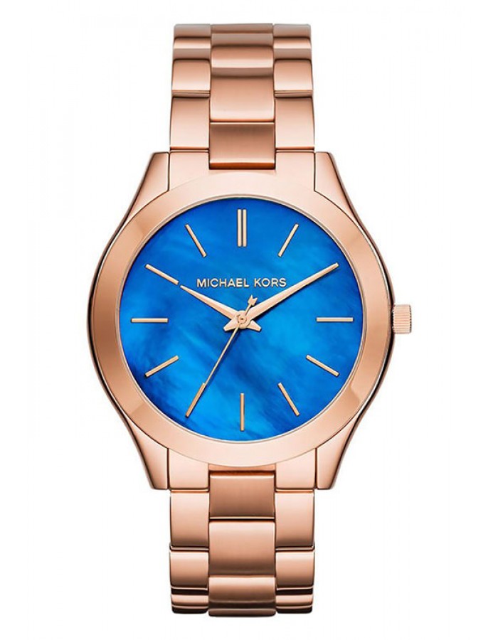Michael Kors Slim Runway Blue Gold Plated By Malabar Watches